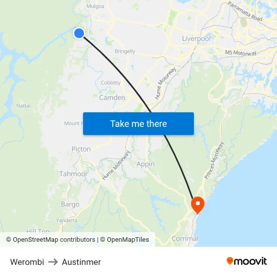 Werombi to Austinmer map