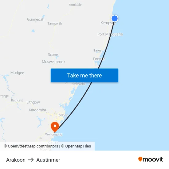 Arakoon to Austinmer map