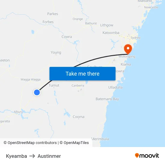 Kyeamba to Austinmer map