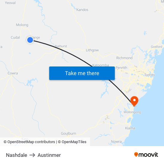 Nashdale to Austinmer map