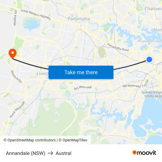 Annandale (NSW) to Austral map