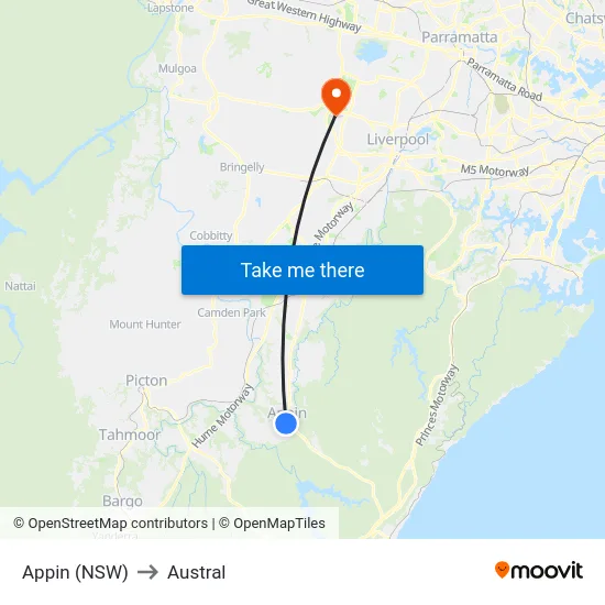 Appin (NSW) to Austral map