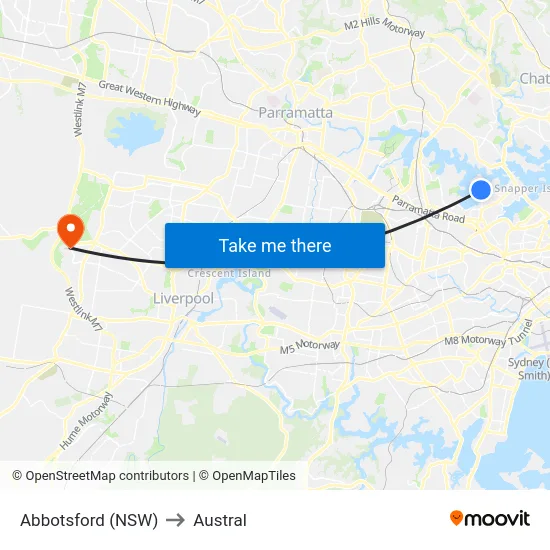 Abbotsford (NSW) to Austral map