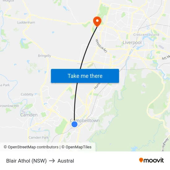 Blair Athol (NSW) to Austral map