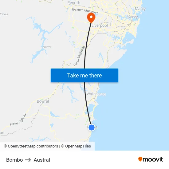 Bombo to Austral map