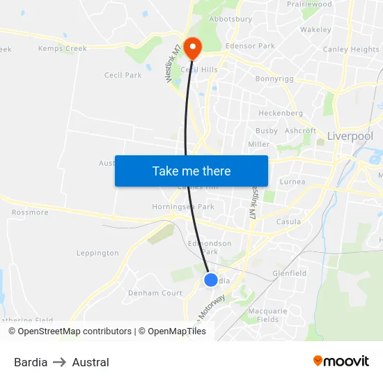 Bardia to Austral map