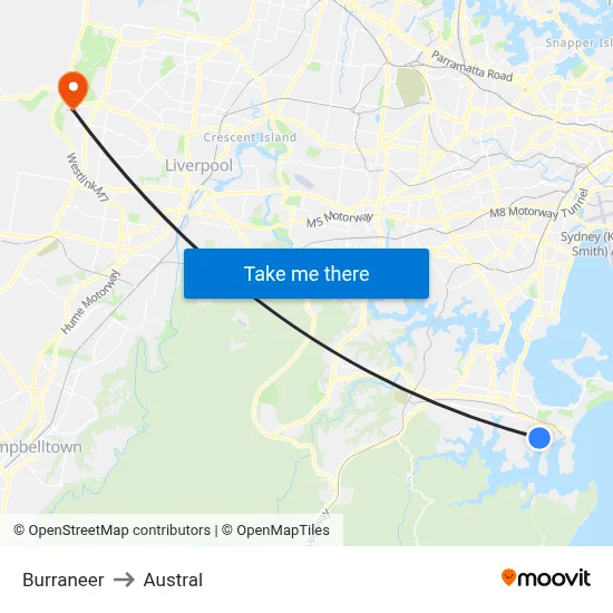 Burraneer to Austral map