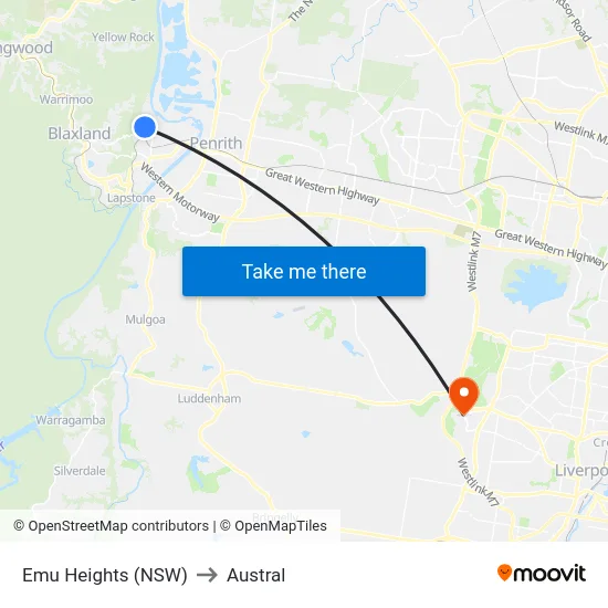 Emu Heights (NSW) to Austral map