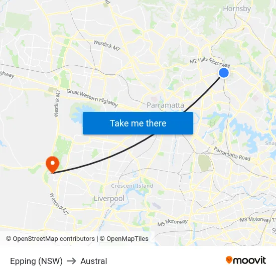 Epping (NSW) to Austral map