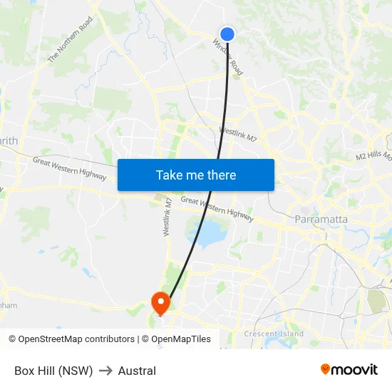 Box Hill (NSW) to Austral map