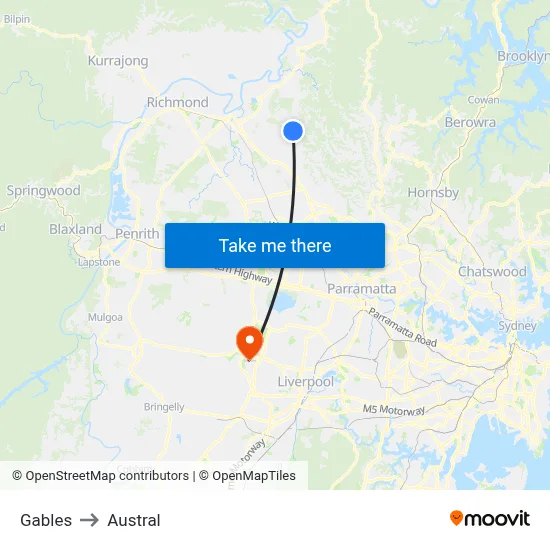 Gables to Austral map