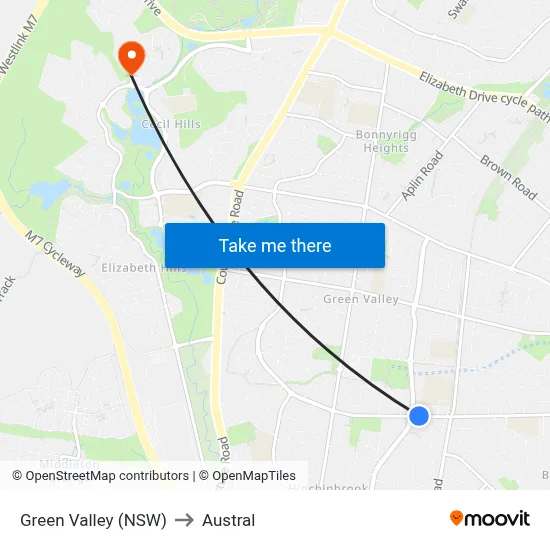 Green Valley (NSW) to Austral map