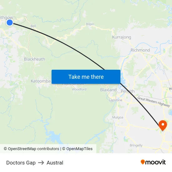 Doctors Gap to Austral map