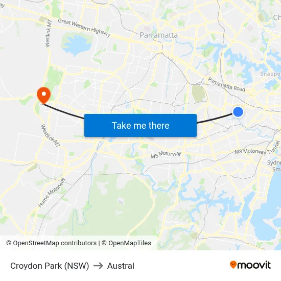 Croydon Park (NSW) to Austral map