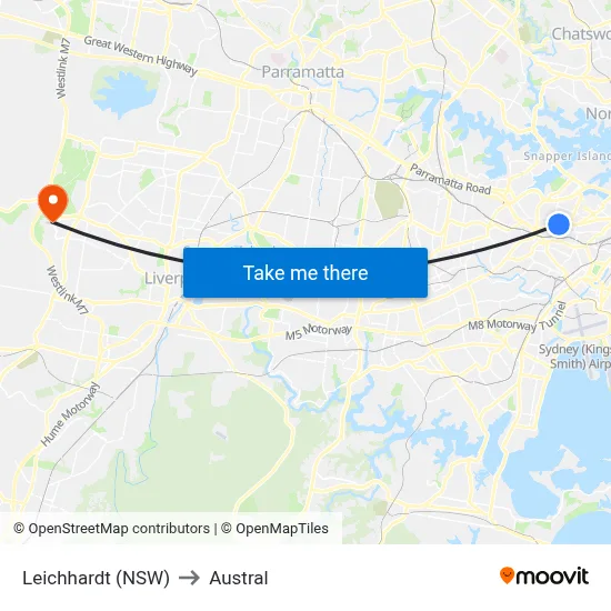 Leichhardt (NSW) to Austral map