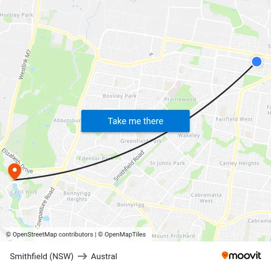 Smithfield (NSW) to Austral map