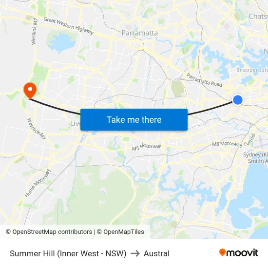 Summer Hill (Inner West - NSW) to Austral map