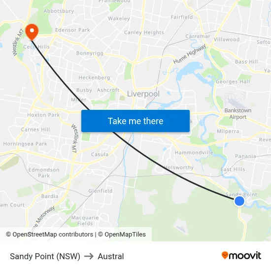 Sandy Point (NSW) to Austral map