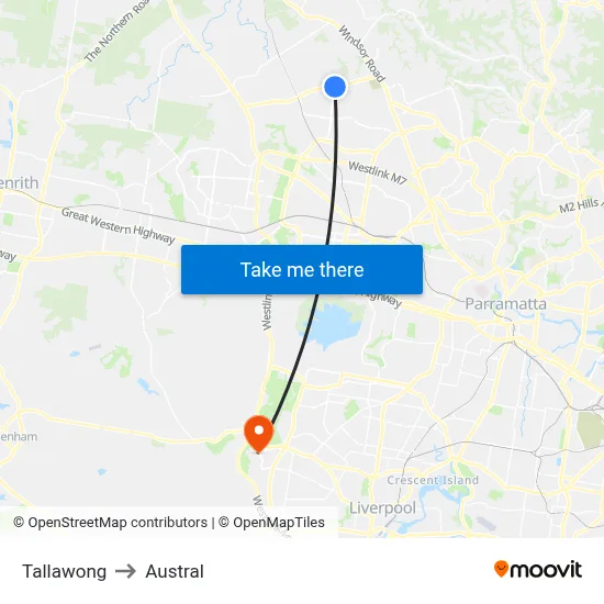 Tallawong to Austral map