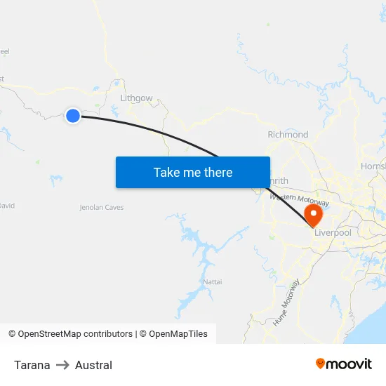 Tarana to Austral map