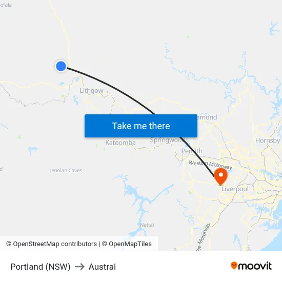 Portland (NSW) to Austral map
