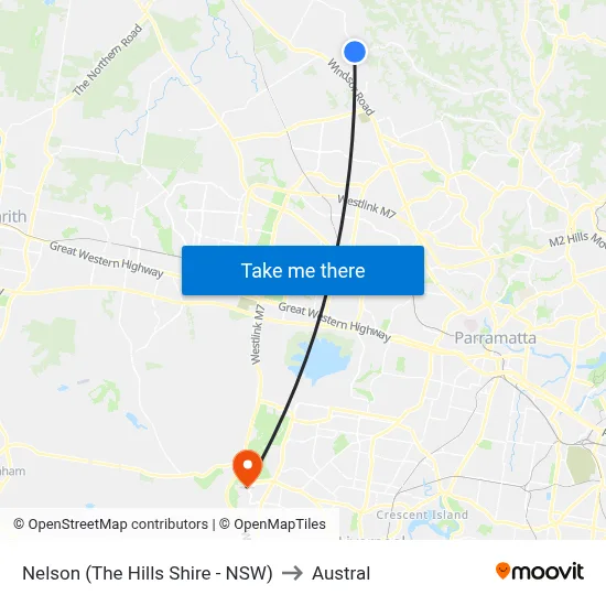 Nelson (The Hills Shire - NSW) to Austral map