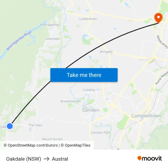 Oakdale (NSW) to Austral map