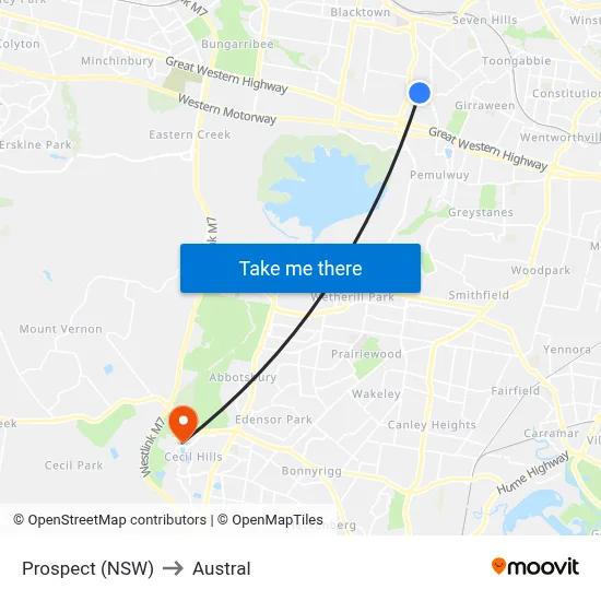 Prospect (NSW) to Austral map