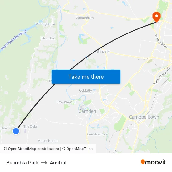Belimbla Park to Austral map