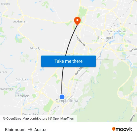 Blairmount to Austral map