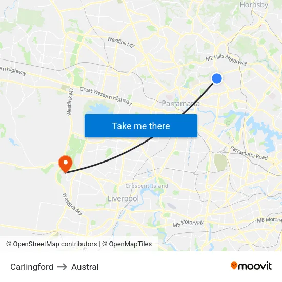 Carlingford to Austral map