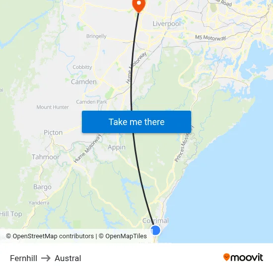 Fernhill to Austral map
