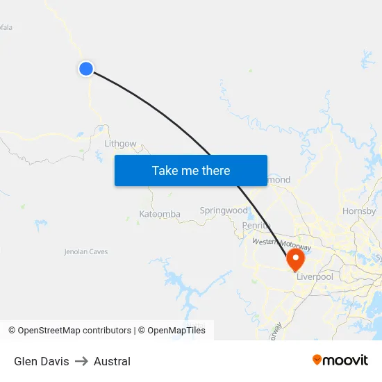 Glen Davis to Austral map