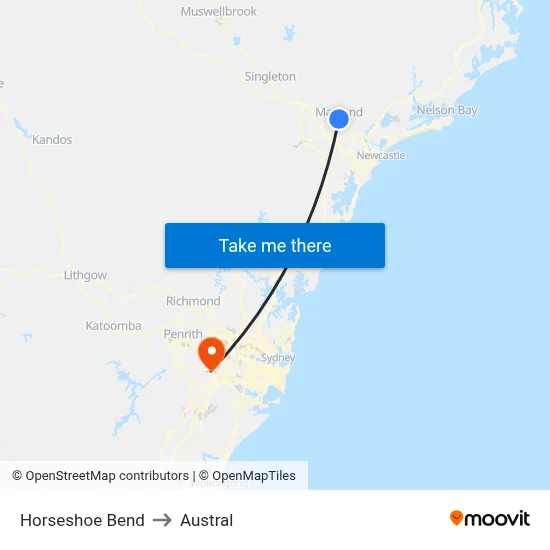 Horseshoe Bend to Austral map