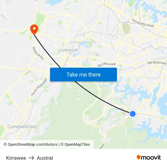 Kirrawee to Austral map