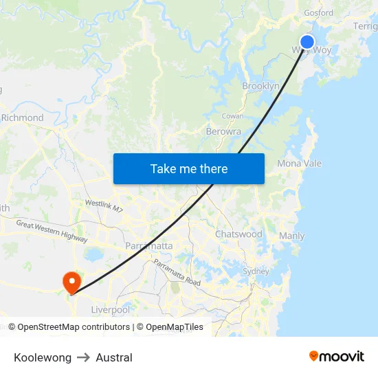 Koolewong to Austral map
