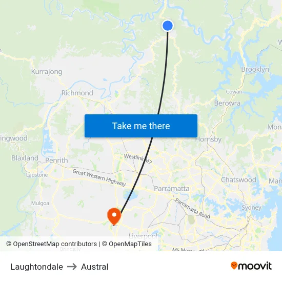Laughtondale to Austral map