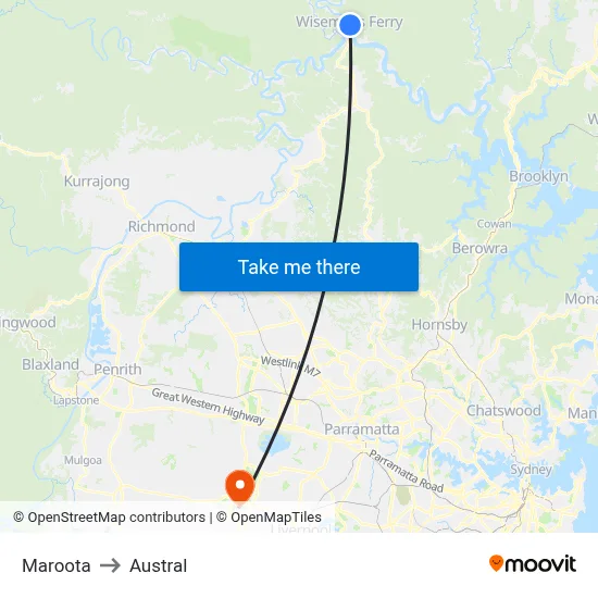 Maroota to Austral map