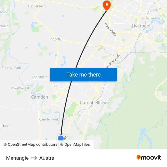 Menangle to Austral map