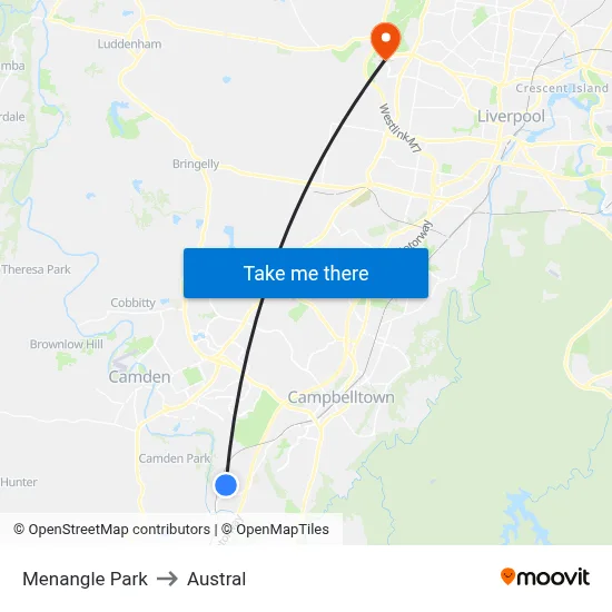 Menangle Park to Austral map