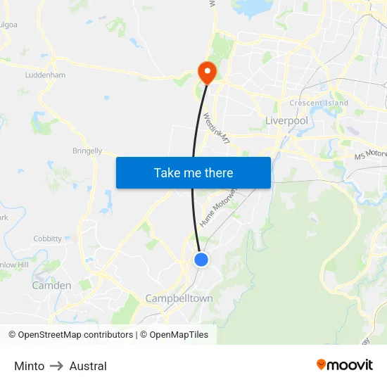 Minto to Austral map