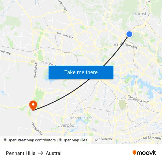 Pennant Hills to Austral map