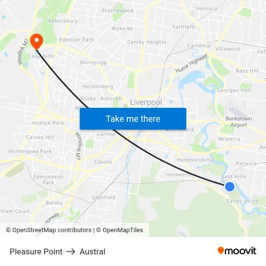 Pleasure Point to Austral map