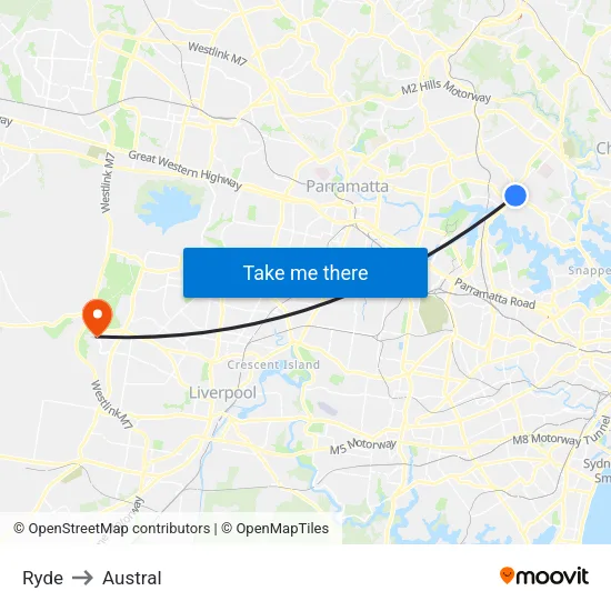 Ryde to Austral map
