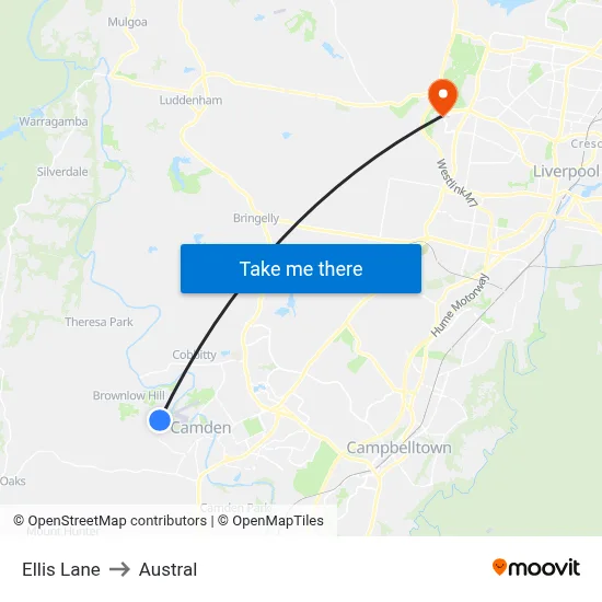 Ellis Lane to Austral map
