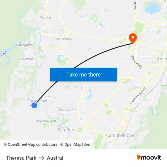 Theresa Park to Austral map