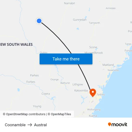 Coonamble to Austral map