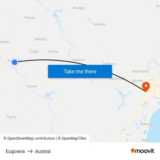 Eugowra to Austral map