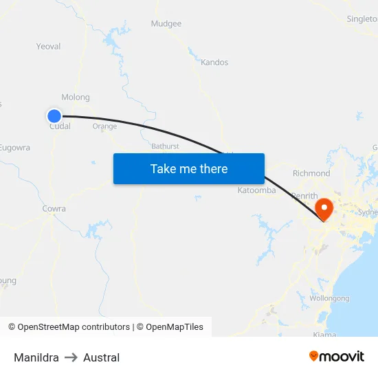 Manildra to Austral map