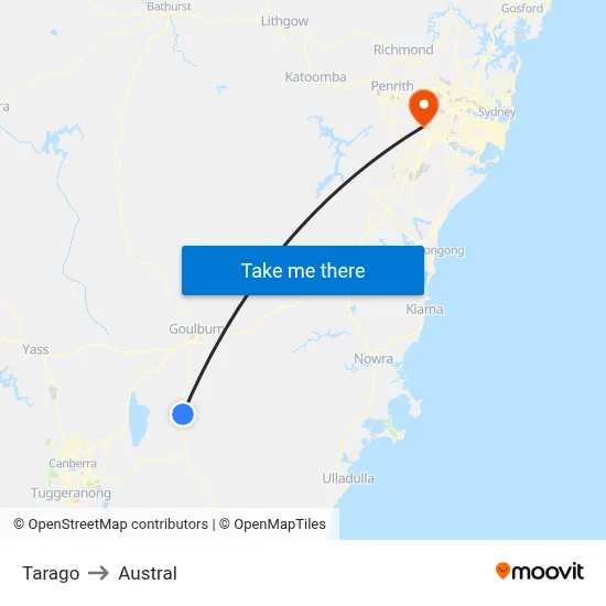 Tarago to Austral map